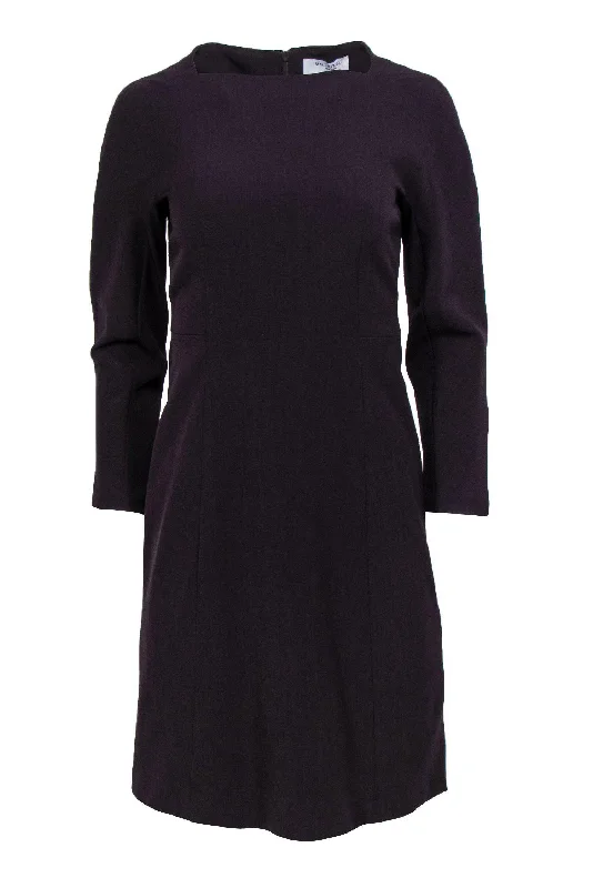 M.M.LaFleur - Dark Eggplant Square Neckline Sheath Dress Sz 2 Elegant unclassified dresses