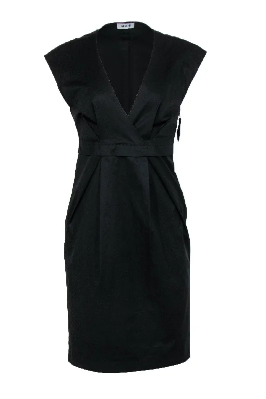 Moschino - Black Cotton V-Neck Dress Sz 8 Trendy unclassified dresses