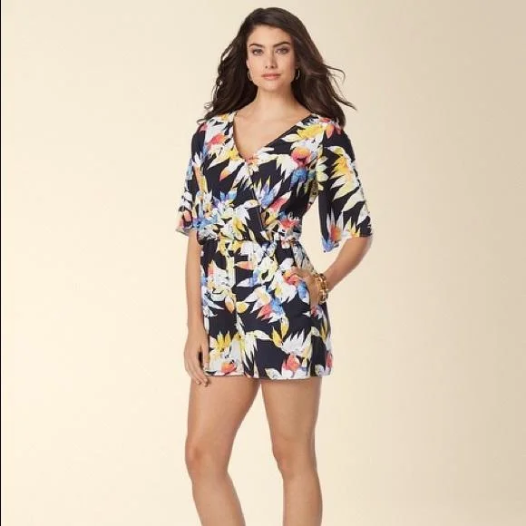 Muse - V Neck Bell Sleeve Tropical Romper M2988MSC Designer unclassified dresses