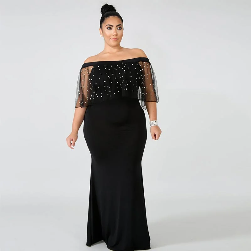 Off Shoulder Black Beaded Evening Dress #Off Shoulder #Beaded #Mermaid Vintage unclassified dresses