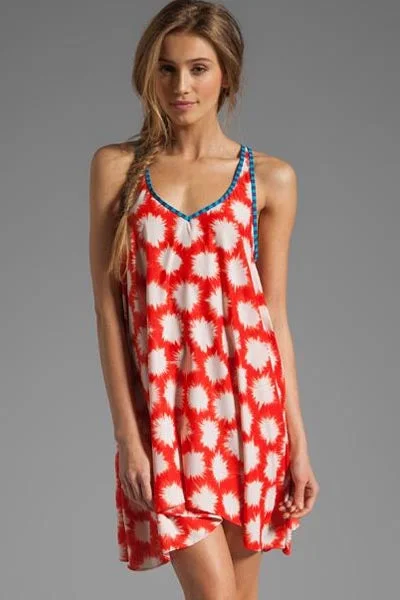 Orange Sparks Print Cover-ups Beach Dress Flowy unclassified dresses