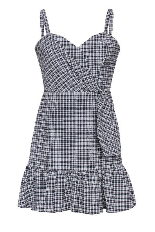 Parker - Black & White Plaid Seersucker Sundress Sz M Metallic unclassified dresses