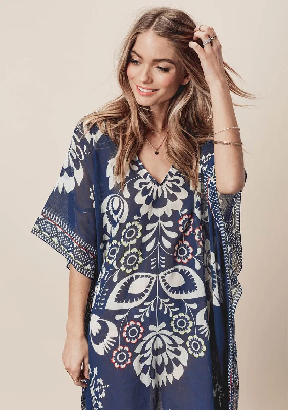 Printed Cocoon Kimono Beach Coverup #Beach Dress #Navy Flowy unclassified dresses