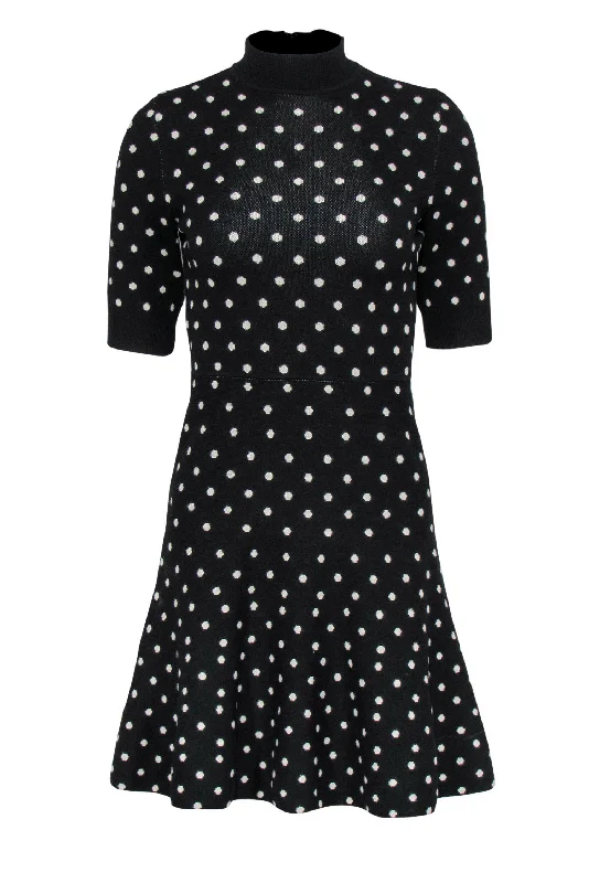 Rachel Roy - Black Polka Dot Knit Mock Neck Dress Sz XS Backless unclassified dresses