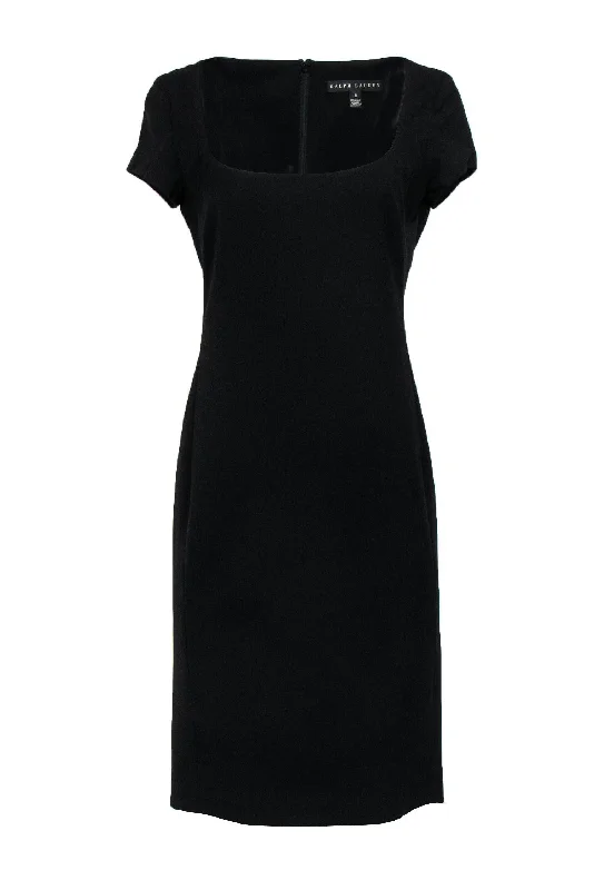 Ralph Lauren - Black Square Neckline Cap Sleeve Dress Sz 8 Gothic unclassified dresses