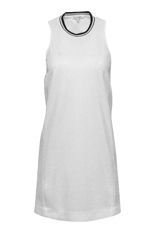 Rebecca Minkoff - White Textured Sleeveless Shift Dress w/ Striped Neckline Sz S Plus size unclassified dresses