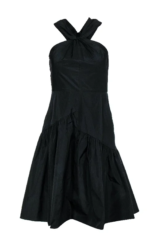 Rebecca Taylor - Black Tiered Sleeveless Dress w/ High Twisted Neckline Sz 0 Pastel unclassified dresses