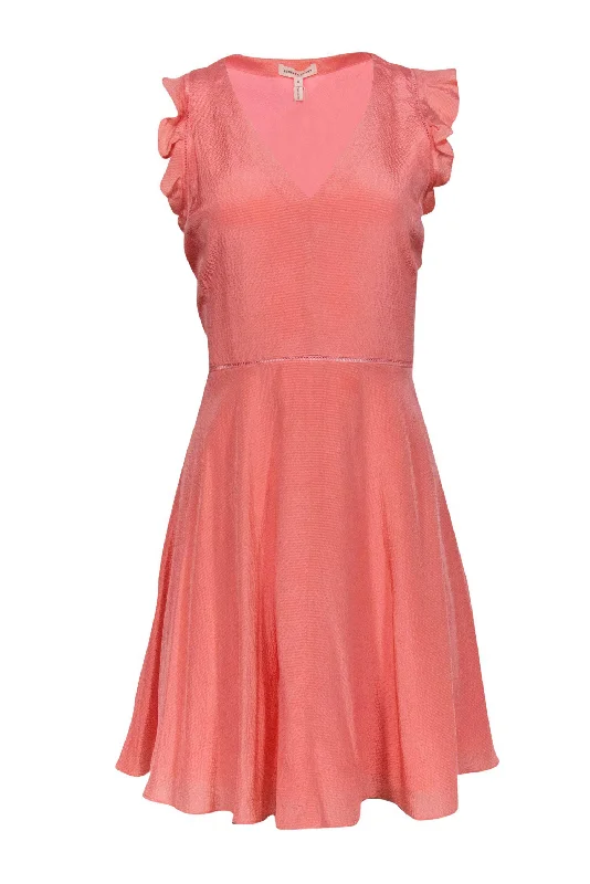 Rebecca Taylor - Pink Textured Silk Fit & Flare Dress Sz 8 Affordable unclassified dresses