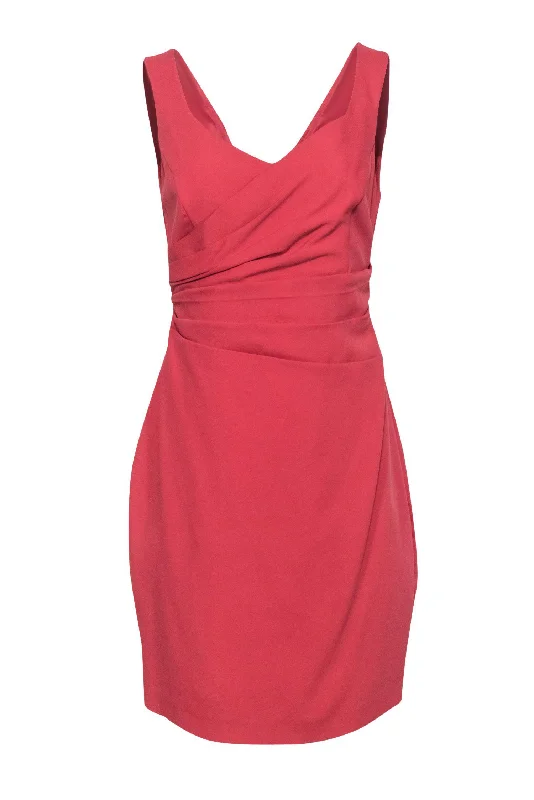 Reiss - Rose Pink Ruched Sheath Dress Sz 10 Smocked unclassified dresses