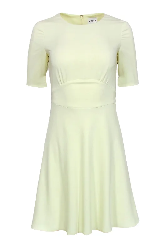 Reiss - Pastel Yellow Fitted A-Line Dress Sz 2 Holiday unclassified dresses