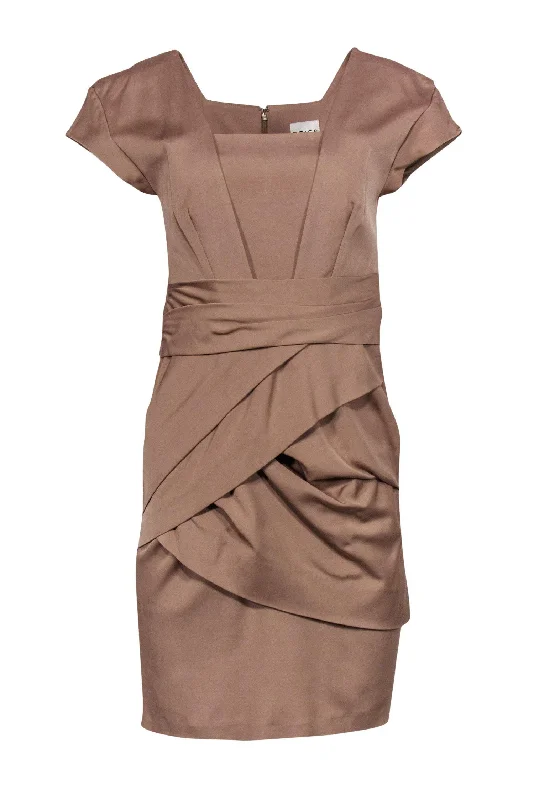 Reiss - Beige Ruched & Draped Sheath Dress Sz 6 Knitted unclassified dresses