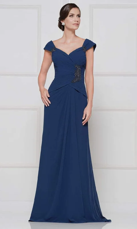 Rina Di Montella - RD2633 Cap Sleeves Ruched Evening Gown Holiday unclassified dresses