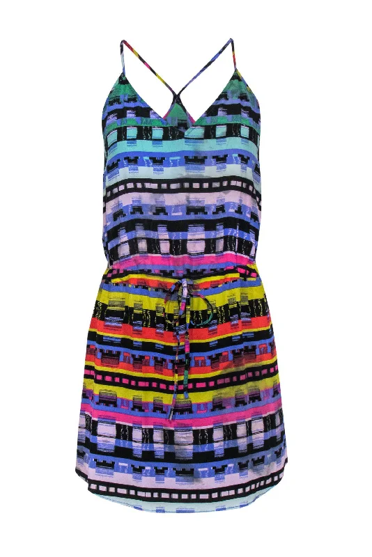 Rory Beca - Multicolor Geometric Racerback Silk Dress w/ Cinched Waist Sz XS Boho unclassified dresses