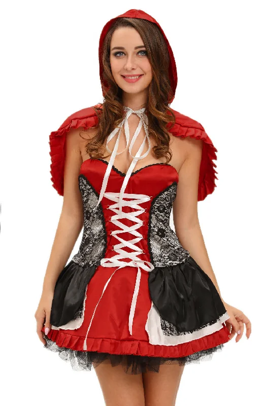 Sexy Sweet Little Red Riding Hood Costume Dress Color block unclassified dresses