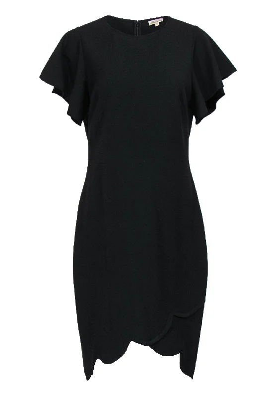 Shoshanna - Black Flutter Sleeve Dress w/ Tulip Hem Sz 10 Elegant evening unclassified dresses