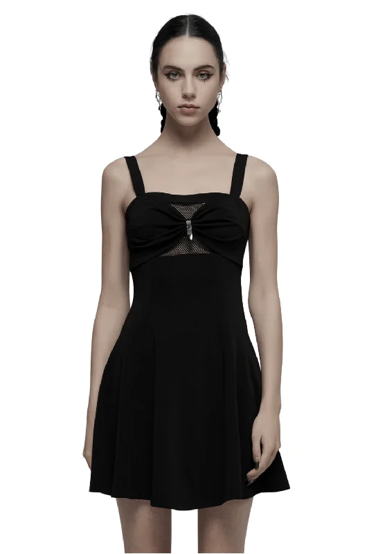 Sleek A-Line Skater Dress with Mesh and Metal Detail Trendy unclassified dresses