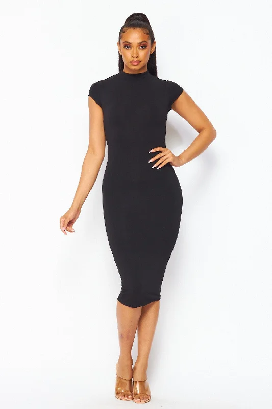 Snatched Basic Cap Sleeve Dress Backless unclassified dresses