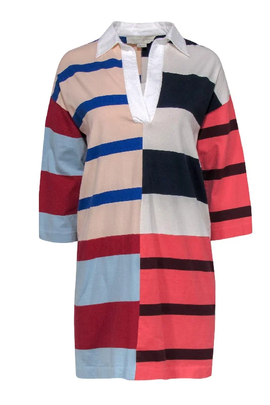 Stella McCartney - Multicolored Striped Collared Rugby-Style Dress Sz 10 Date night unclassified dresses