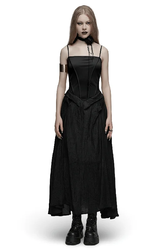 Stylish Black Diagonal Texture Tencel Slip Dress Embroidered unclassified dresses