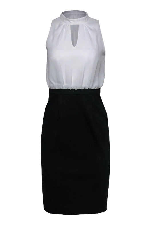 Ted Baker - Black & White Keyhole Neckline Sheath Dress Sz 4 Lace unclassified dresses