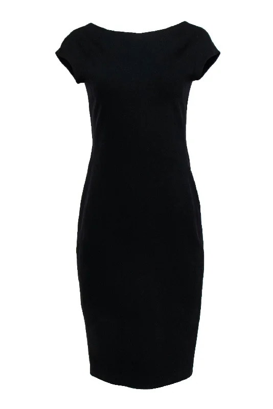 The Row - Black Backless Lightweight Sheath Dress w/ Cap Sleeves Sz L Chiffon unclassified dresses