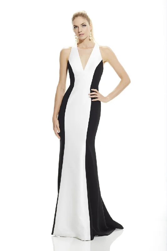 Theia - 882815SC V-Neck Stretch Crepe Panel Sheath Dress High-end unclassified dresses