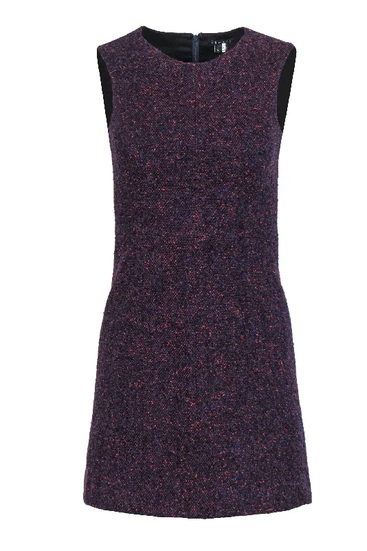 Theory - Red, Navy & Purple Tweed Sheath Dress Sz 0 Striped unclassified dresses