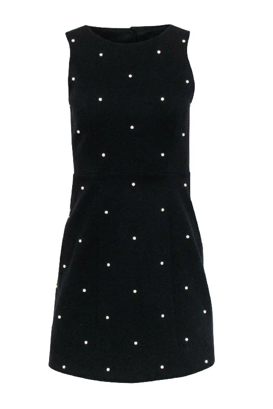 Tibi - Black Sleeveless Sheath Dress w/ White Polka Dot Beading Sz 2 Corset unclassified dresses