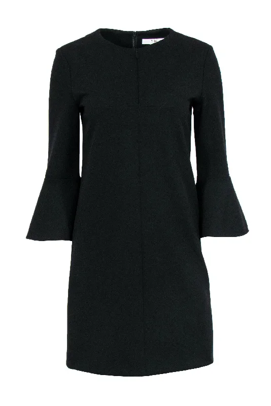 Tibi - Black Zip-Up Front Bell Sleeve Dress Sz 4 Vintage unclassified dresses