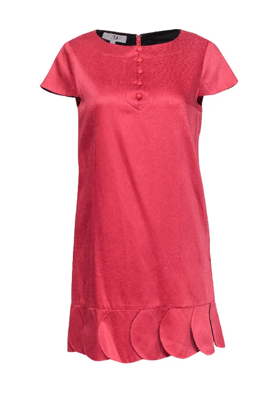 Tibi - Hot Pink Cap Sleeve Shift Dress w/ Scalloped Hem Sz 8 Luxury unclassified dresses