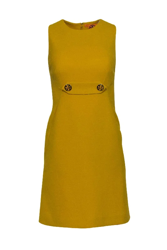 Tory Burch - Bright Yellow Sheath Dress w/ Front Buttons Sz 2 Fashionable unclassified dresses