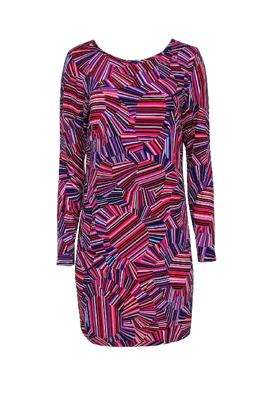 Trina Trina Turk - Black & Red Striped Multicolor Dress w/ V-Back Sz L Festival unclassified dresses