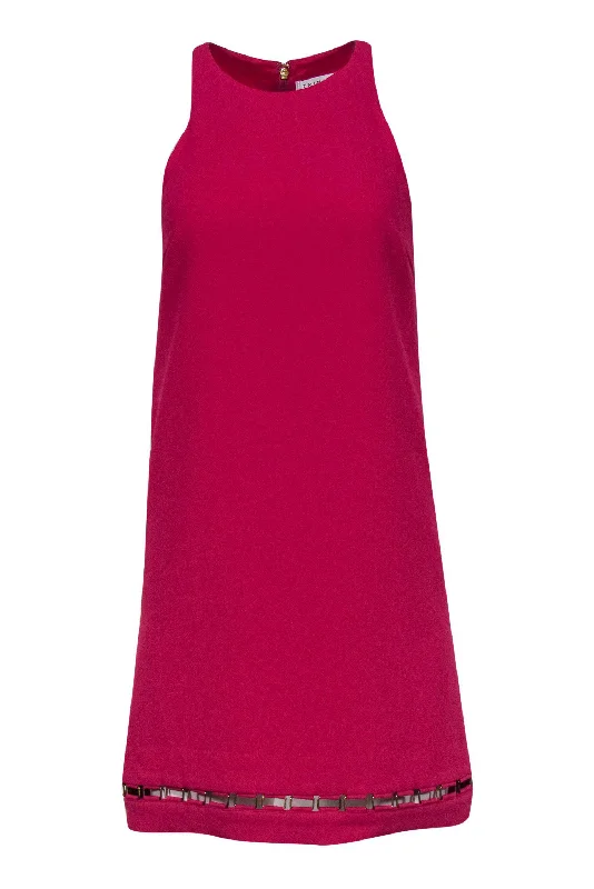 Trina Turk - Magenta Sleeveless Shift Dress w/ Hardware-Trimmed Hem Sz 0 Wedding guest unclassified dresses