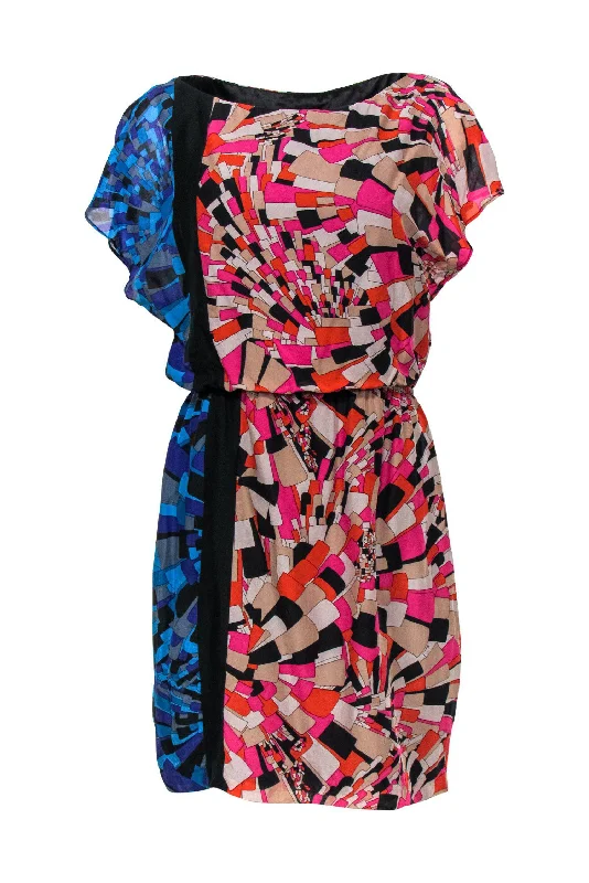 Trina Turk - Pink & Blue Tile Printed Silk Dress Sz 6 Budget-friendly unclassified dresses