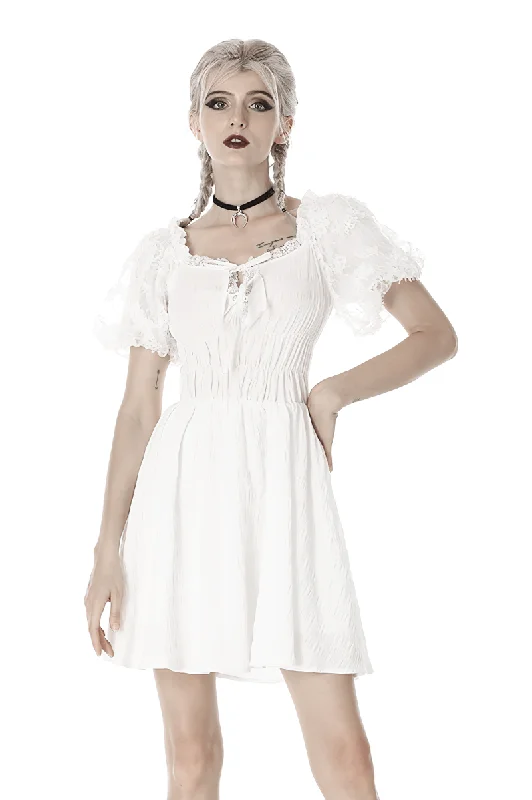 White Off-Shoulder Punk Dress with Webbing Detail Elegant unclassified dresses