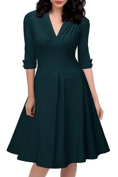 Women Retro Deep-V Neck Elegant Sleeve Dress Festival unclassified dresses