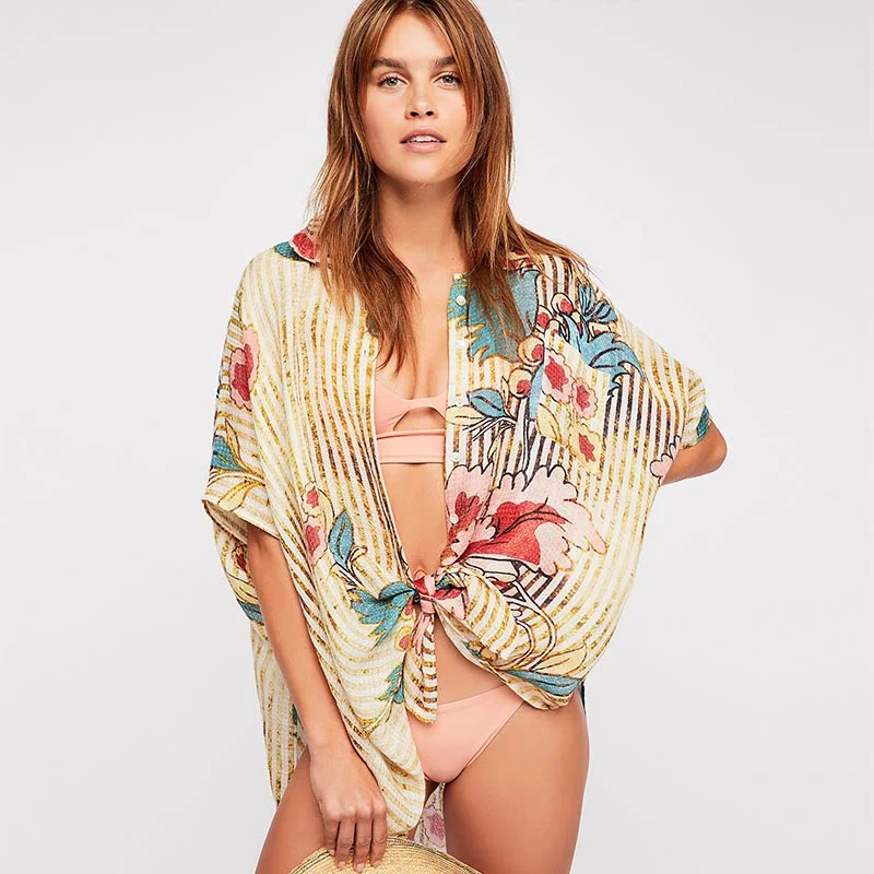 Women's Beach Blossom Printed Cover-up #Printed #Cover-Up Bold pattern unclassified dresses