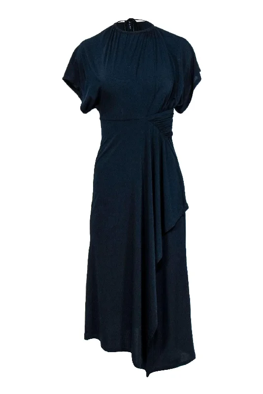 Yigal Azrouel - Navy Sheath Dress w/ Elastic Neckline & Ruching Sz 6 Stylish unclassified dresses