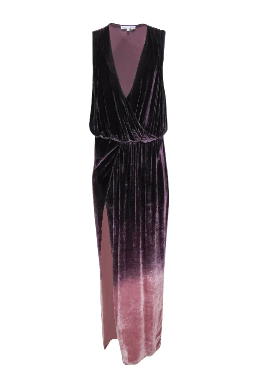 Young Fabulous & Broke - Purple & Pink Ombre Velvet Sleeveless Gown Sz S Elegant unclassified dresses