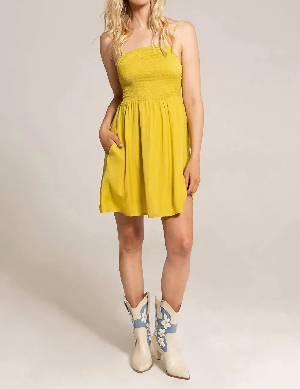 Ada Mini Tank Dress In Yellow Pleated Mini Skirt