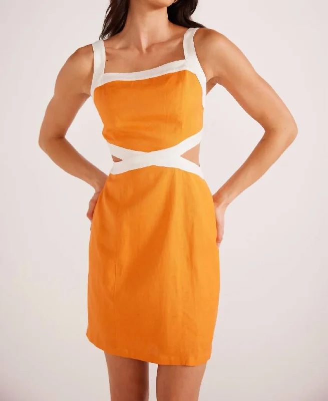 Jacques Contrast Mini Dress In Orange Elegant Mini Skirt