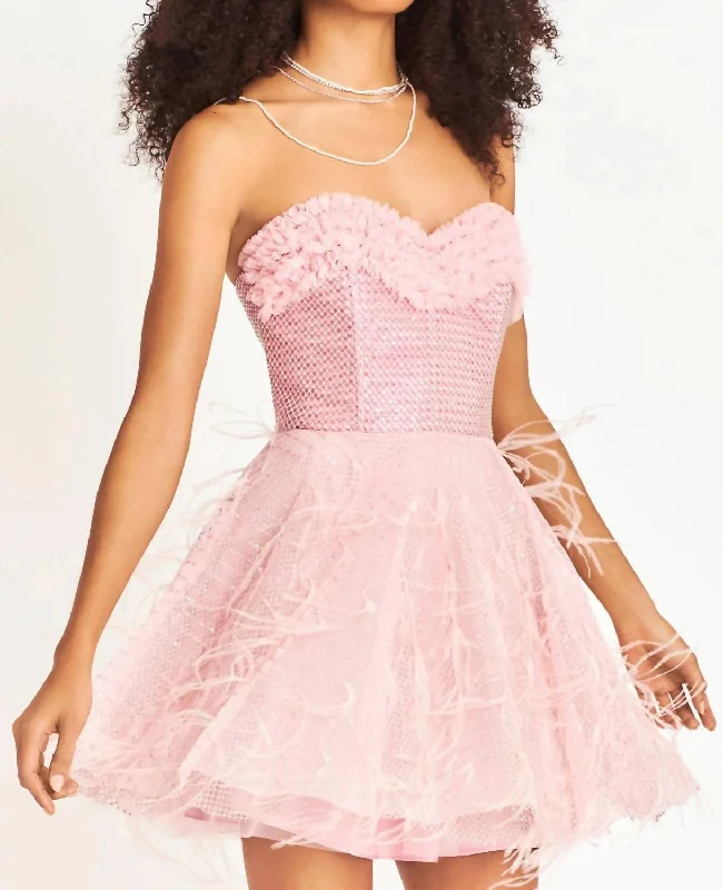 Marvella Mini Dress In Sweetheart Pink High-Waist Skirt Look