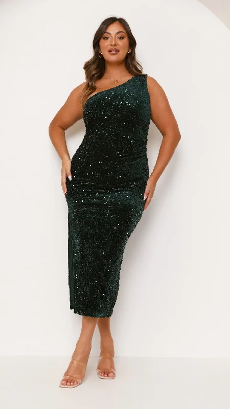 Anna Maxi Dress - Emerald Sequins Cozy Maxi Dress