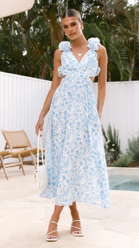 Galilhai Maxi Dress - Blue/White Comfortable Maxi Look