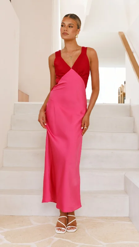 Glacia Maxi Dress - Pink/Red Maxi Skirt Classic