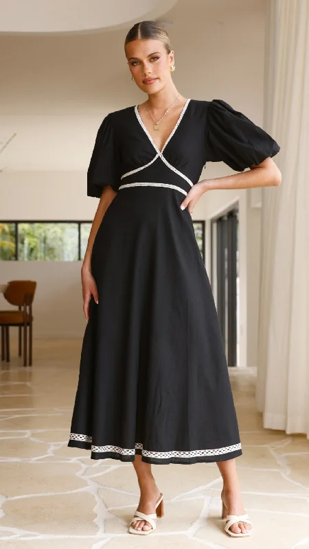 Nakisha Maxi Dress - Black Satin Maxi Skirt