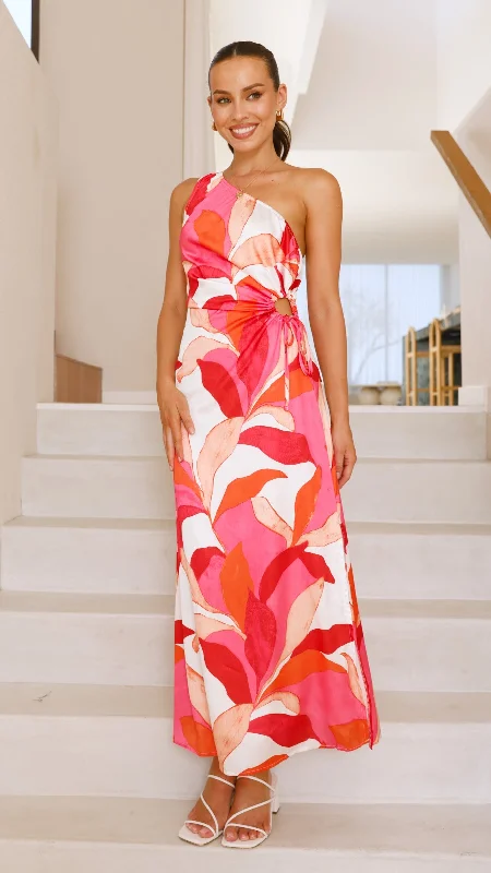 Talisa Maxi Dress - Pink / Orange Floral Soft Flow Maxi