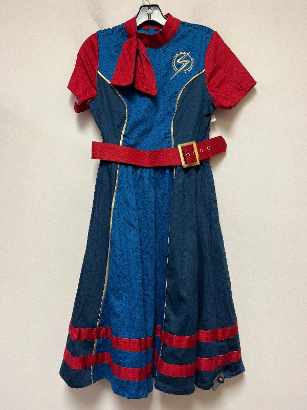 Blue & Red Dress Casual Midi Walt Disney, Size S Cotton Midi Skirt