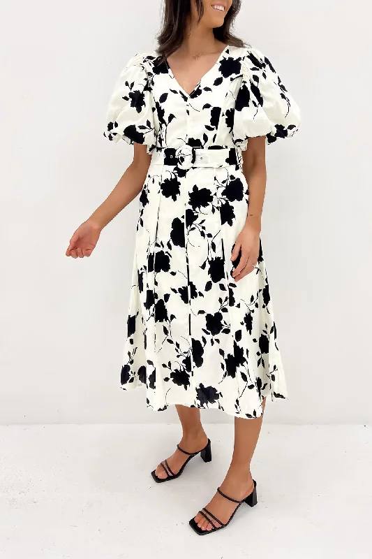 Gypsi Midi Dress Cream Black Elegant Midi Look