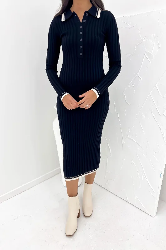 Kimberley Knit Midi Dress Black Casual Midi Look